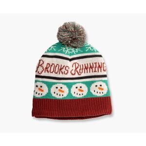 New ~ BROOKS RUNNING ~ Run Merry Pom Beanie